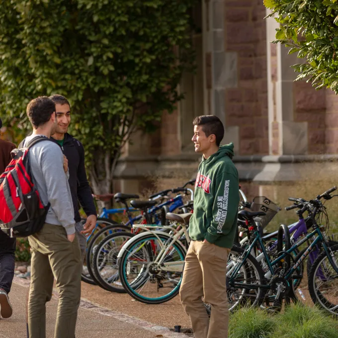students with bicycles